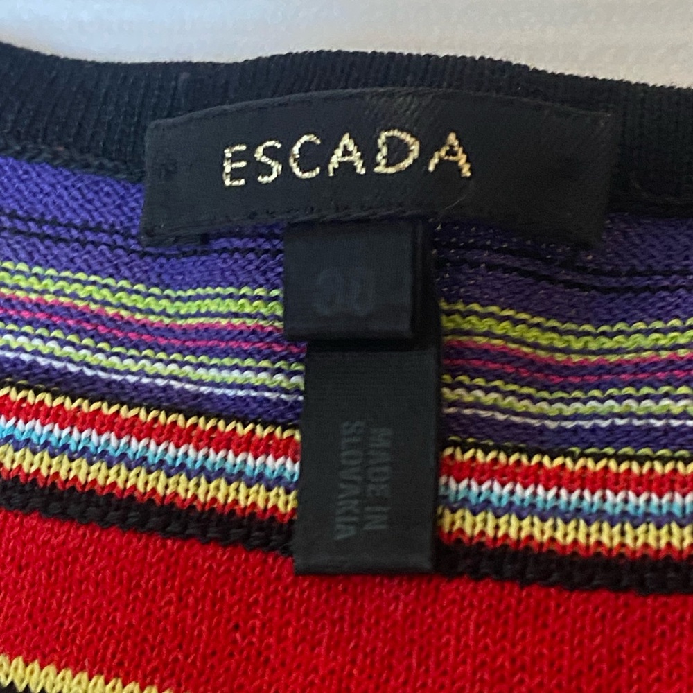 Escada striped multicolor sleeveless cotton rayon Y2K tank top size 38 medium - Picture 4 of 5